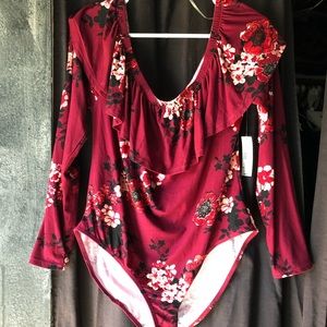 Floral maroon bodysuit